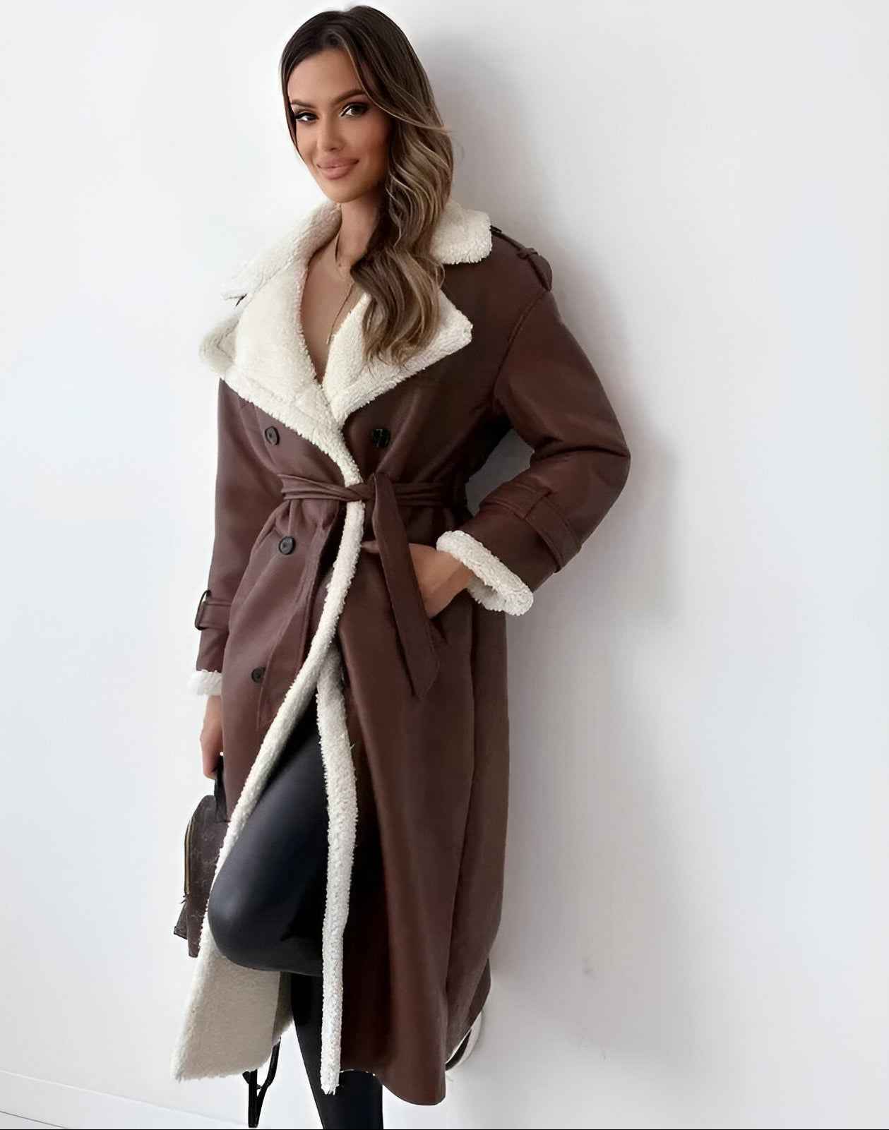 Silvia™ Luxe Sherpa-Lined Trench Coat