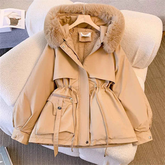 Women's Hooded Winter Parka with Adjustable Drawstring