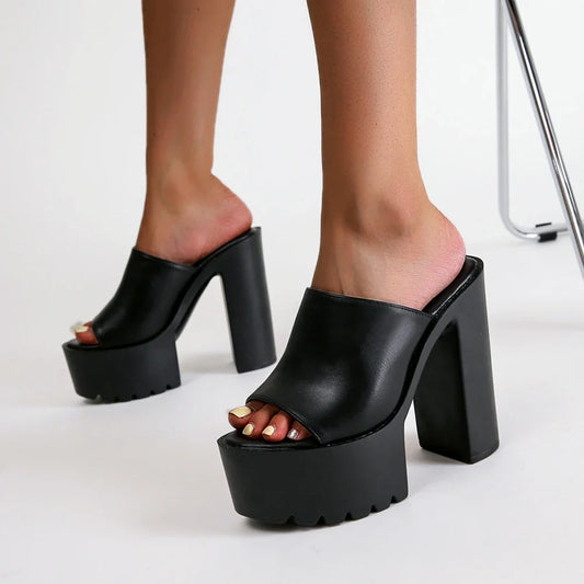 Stella Glossy Wedge Mules