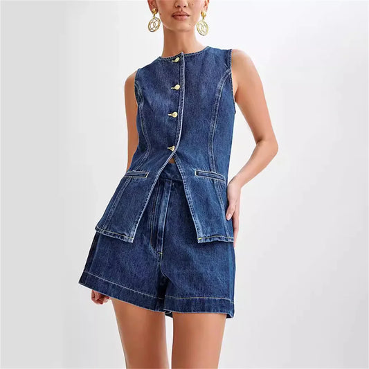 Stylish Two-Piece Denim Set