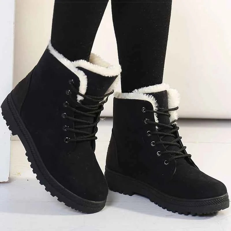 Women's Fur-Lined Low Heel Winter Boots