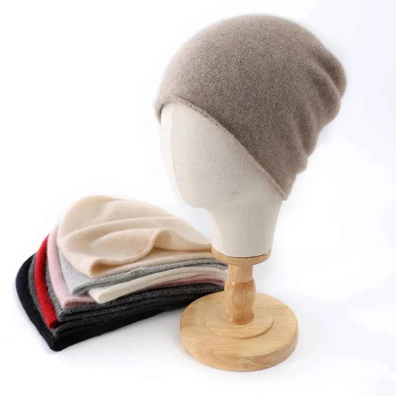 Unisex Cashmere Knitted Beanie - Cozy Winter Hat for Outdoor Casual Style