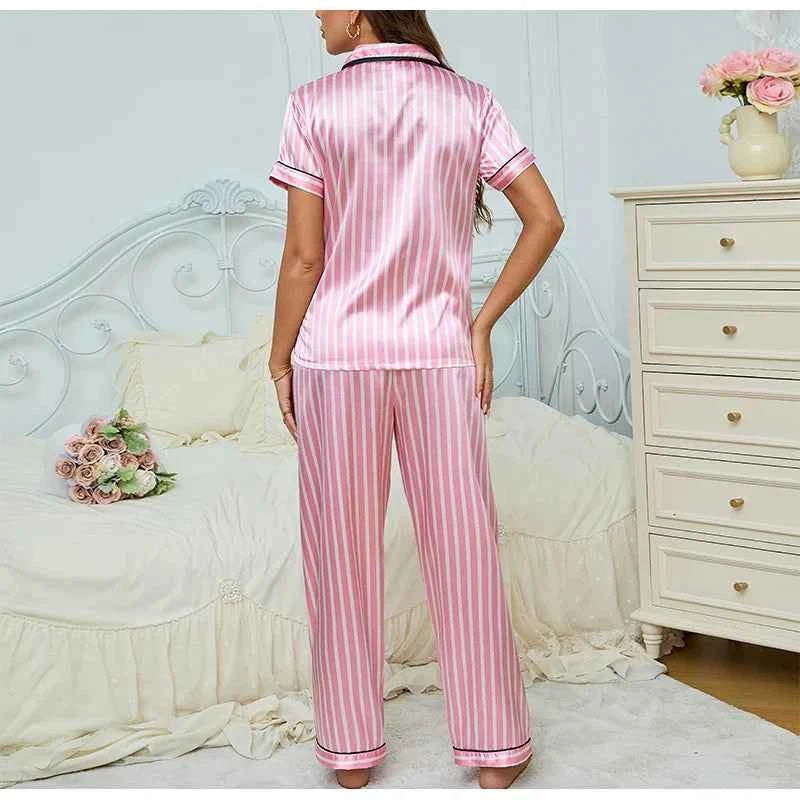 Women's Pink Striped 2-Piece Pajama Set