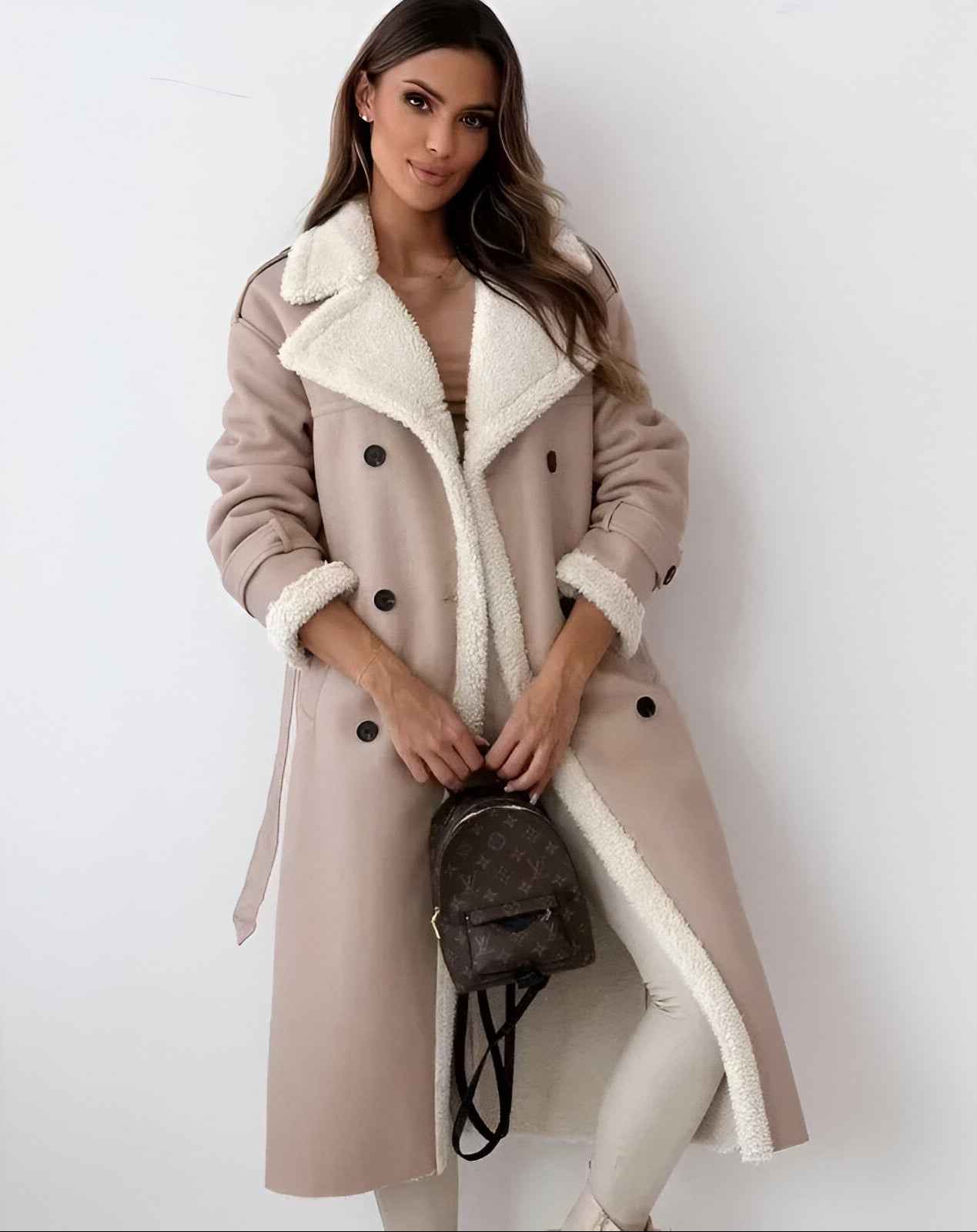 Silvia™ Luxe Sherpa-Lined Trench Coat