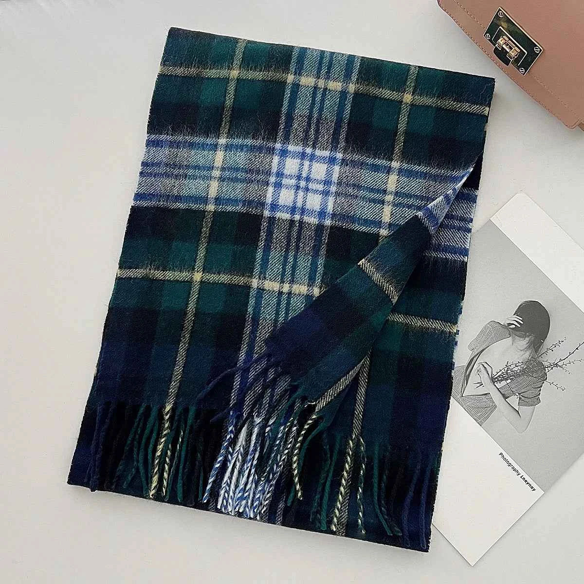 Cashmere Wool Tartan Plaid Scarf - Stylish Winter Shawl