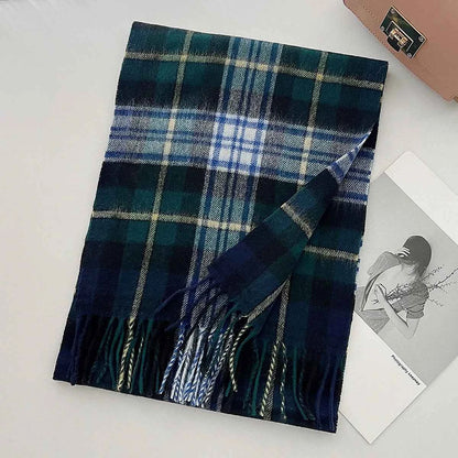 Cashmere Wool Tartan Plaid Scarf - Stylish Winter Shawl