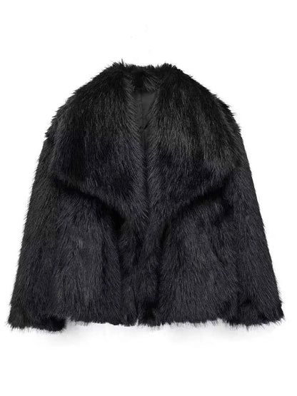 Women's Faux Fur Cropped Winter Jacket