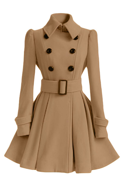 Belted Double-Breasted Women's Coat