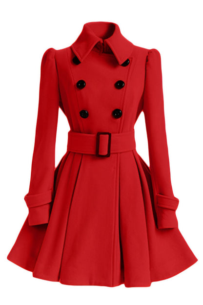 Belted Double-Breasted Women's Coat