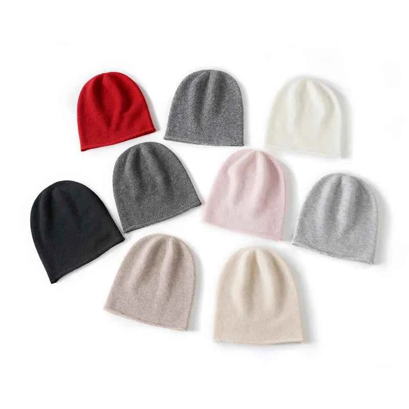 Unisex Cashmere Knitted Beanie - Cozy Winter Hat for Outdoor Casual Style