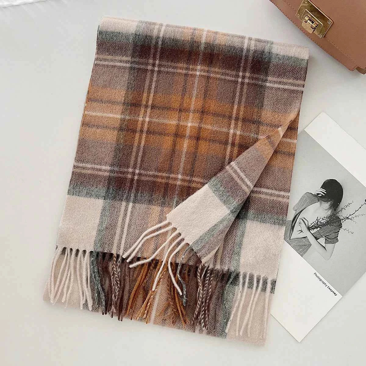 Cashmere Wool Tartan Plaid Scarf - Stylish Winter Shawl