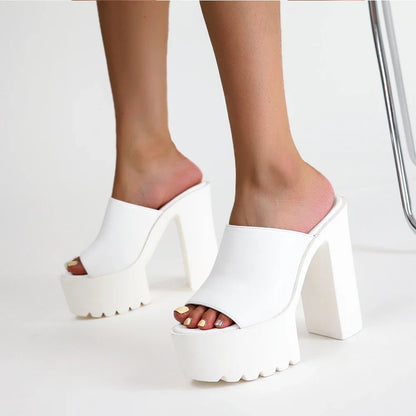 Stella Glossy Wedge Mules