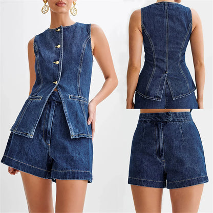 Stylish Two-Piece Denim Set