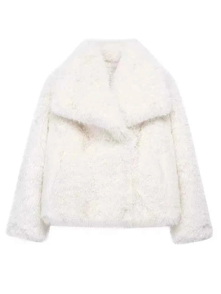 Women's Faux Fur Cropped Winter Jacket