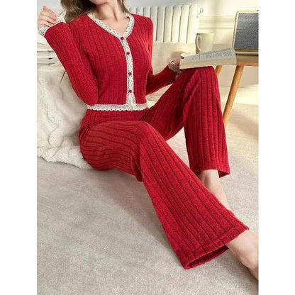 Women's Two-Piece Solid Casual Pyjama Set