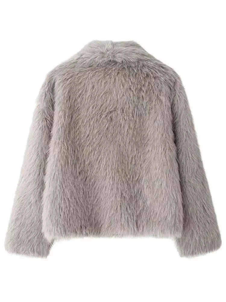 Women's Faux Fur Cropped Winter Jacket