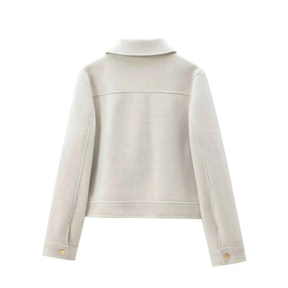 Elegant Women's Long Sleeve Zipper Jacket with Pockets - New Winter Outerwear