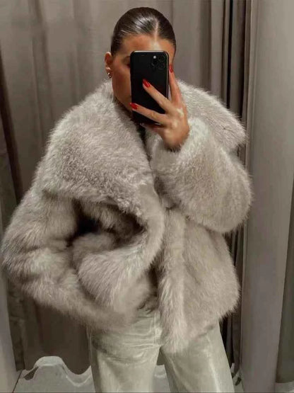 Women's Faux Fur Cropped Winter Jacket