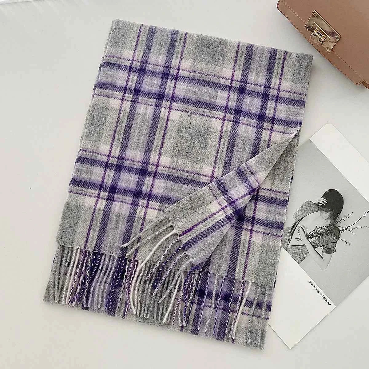 Cashmere Wool Tartan Plaid Scarf - Stylish Winter Shawl - Navenport