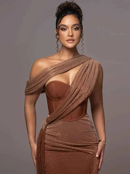 Women's Elegant Maxi Dress with Luxe Statement Design