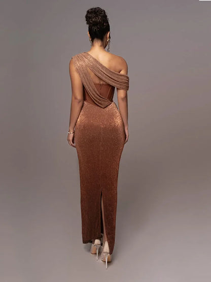 Women's Elegant Maxi Dress with Luxe Statement Design