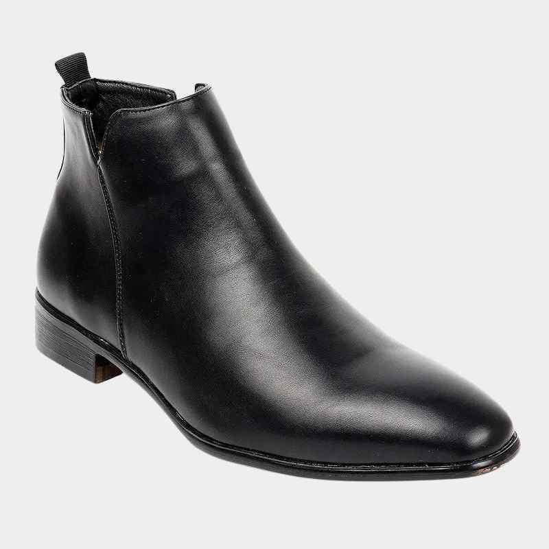 Men’s Retro Side-Zip Leather Boots – Classic Casual Ankle Boot