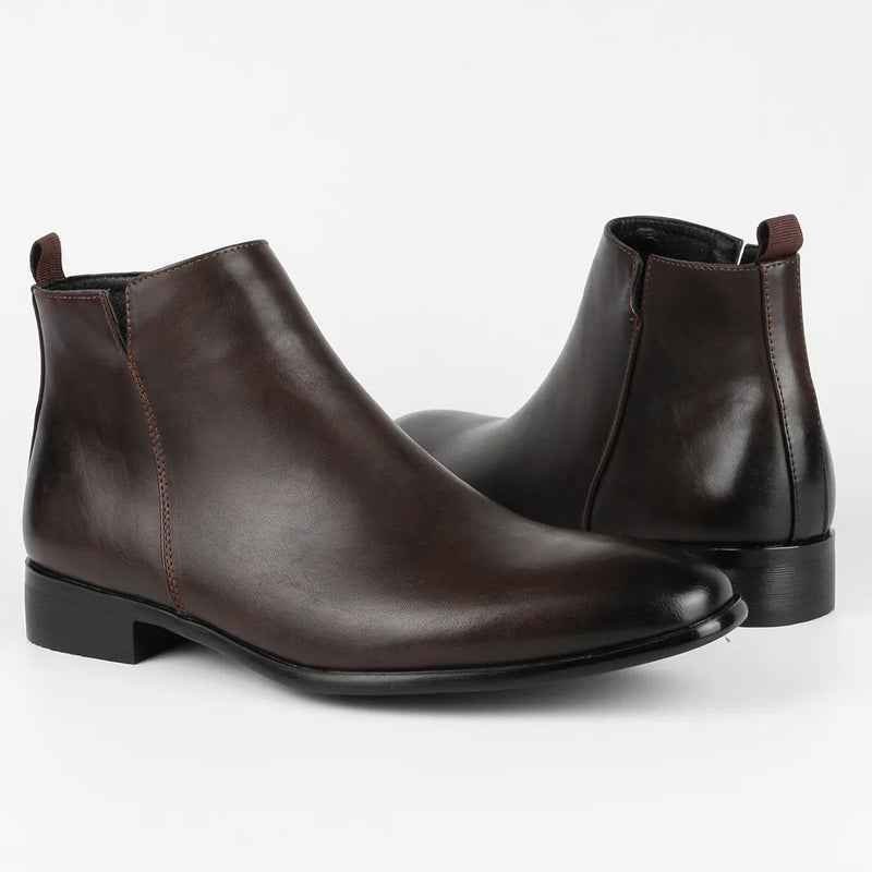 Men’s Retro Side-Zip Leather Boots – Classic Casual Ankle Boot