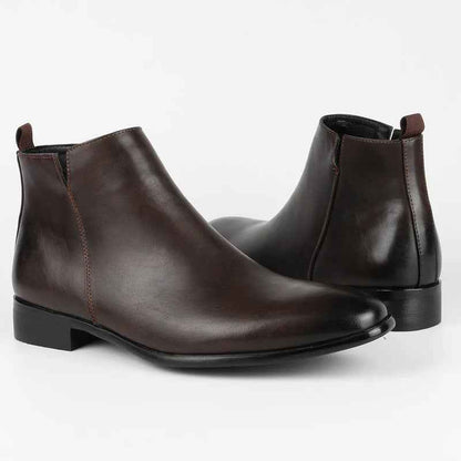 Men’s Retro Side-Zip Leather Boots – Classic Casual Ankle Boot