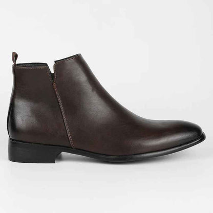 Men’s Retro Side-Zip Leather Boots – Classic Casual Ankle Boot