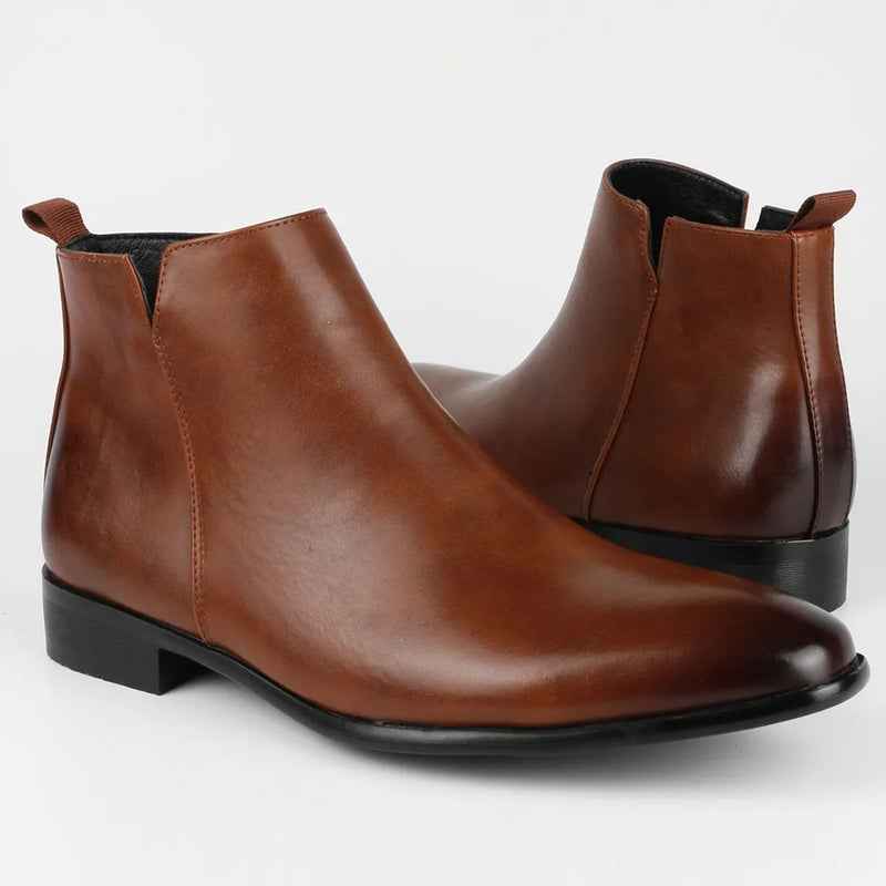 Men’s Retro Side-Zip Leather Boots – Classic Casual Ankle Boot