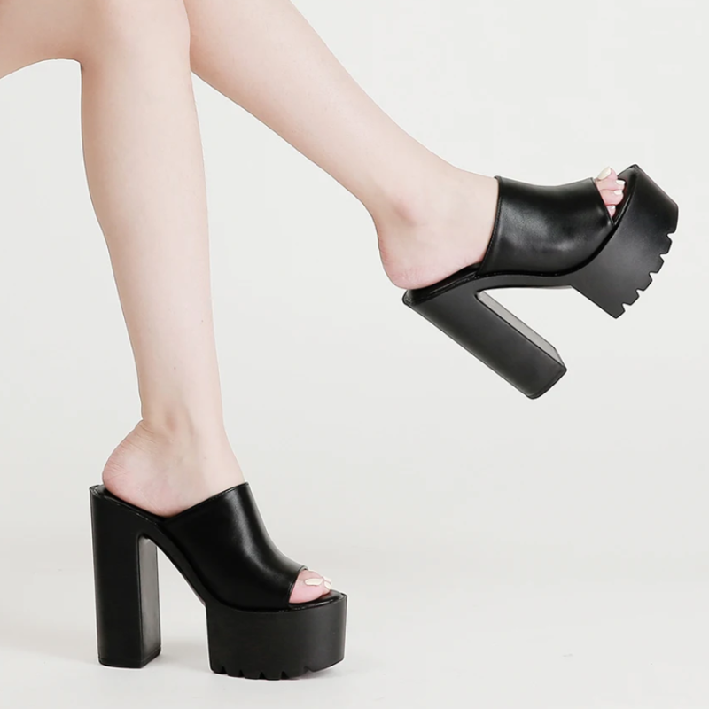 Stella Glossy Wedge Mules