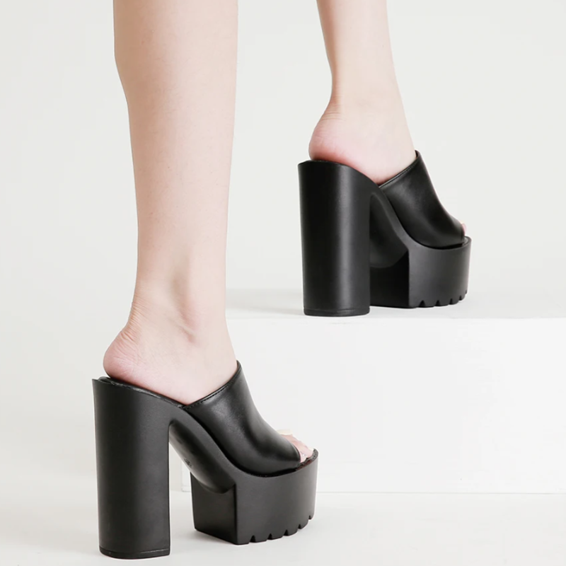 Stella Glossy Wedge Mules