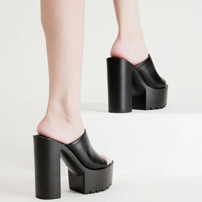 Stella Glossy Wedge Mules