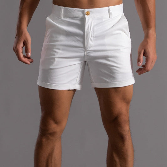 Tailored Men's Slim Fit Shorts with Button Closure for Smart Summer Style 0