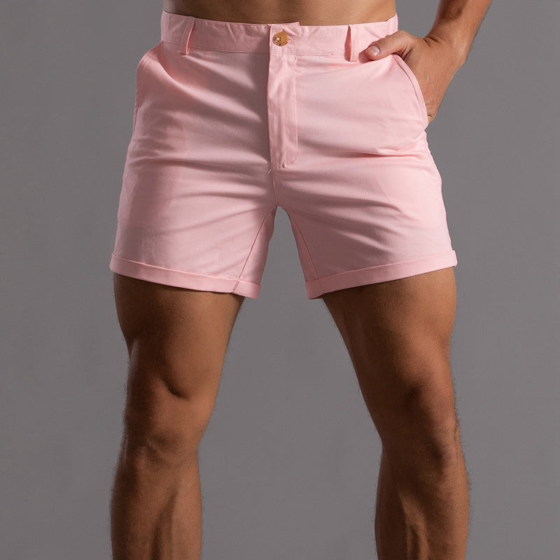 Tailored Men's Slim Fit Shorts with Button Closure for Smart Summer Style 1