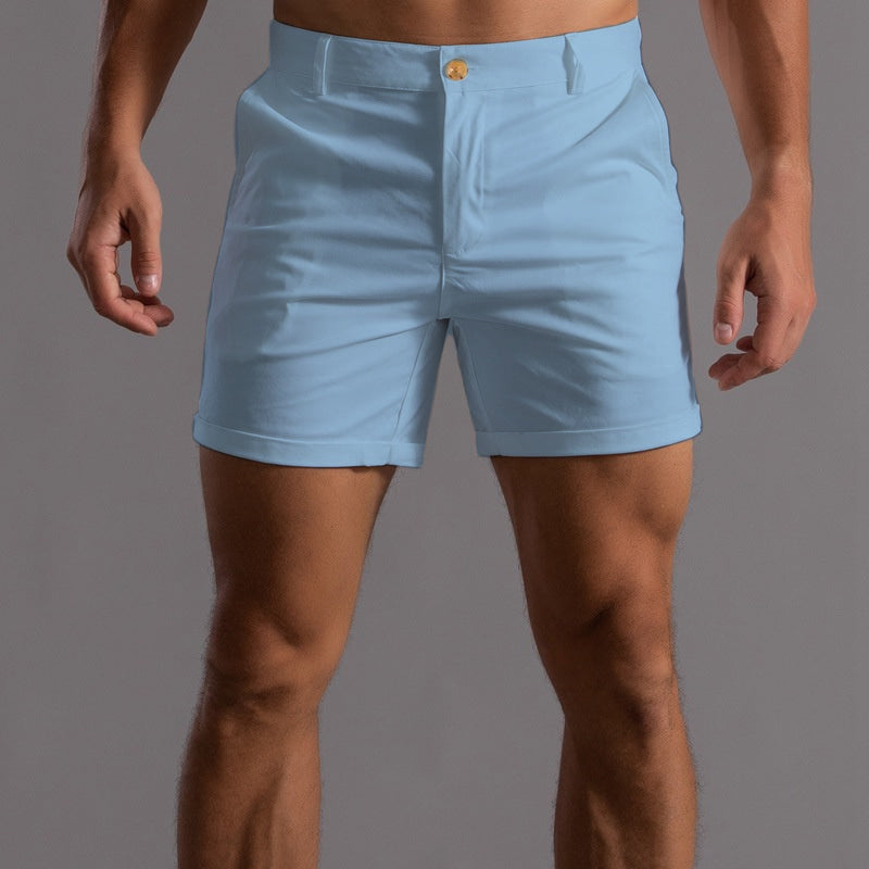 Tailored Men's Slim Fit Shorts with Button Closure for Smart Summer Style 2