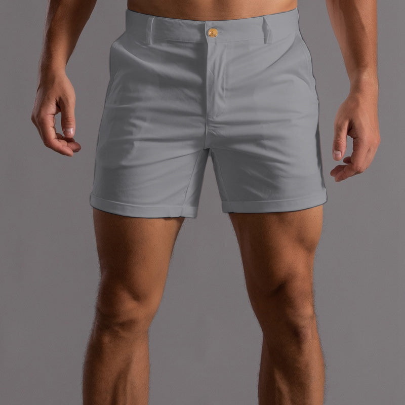 Tailored Men's Slim Fit Shorts with Button Closure for Smart Summer Style 3