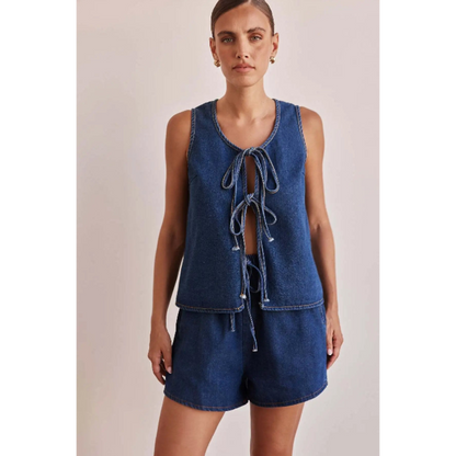Mya Denim Set with Tie-Front Detail