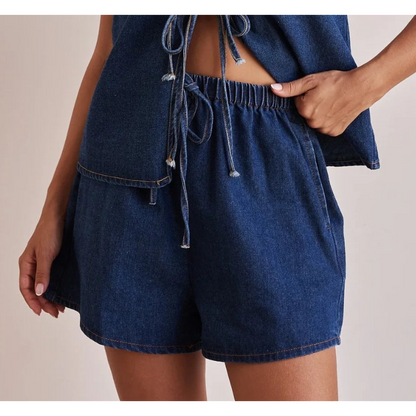 Mya Denim Set with Tie-Front Detail
