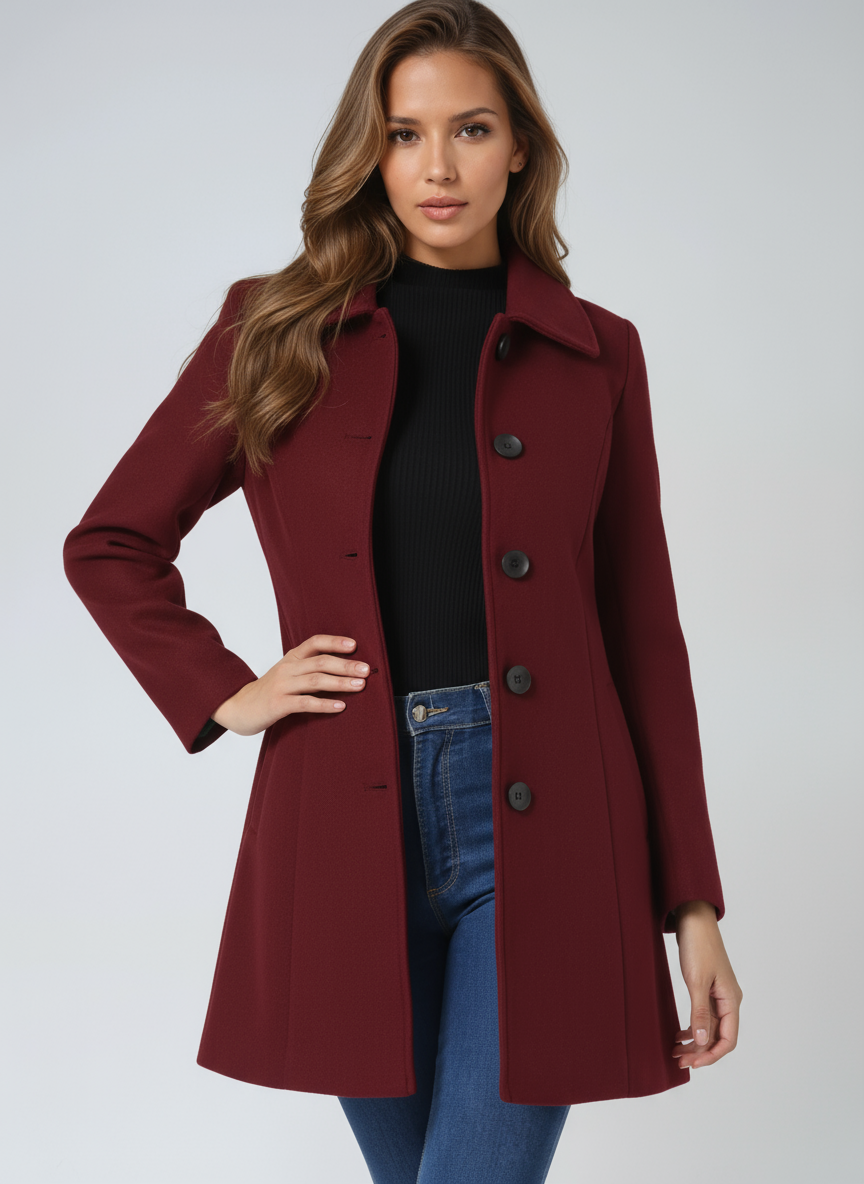 Josephine Women's Classic Single-Breasted Winter Trench Coat - Navenport