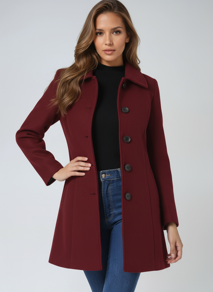 Josephine Women's Classic Single-Breasted Winter Trench Coat - Navenport