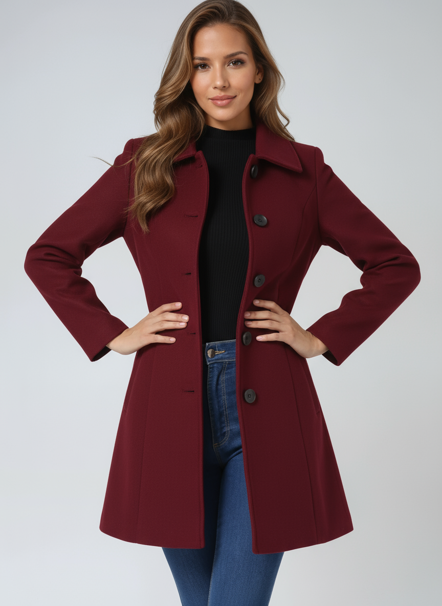 Josephine Women's Classic Single-Breasted Winter Trench Coat - Navenport