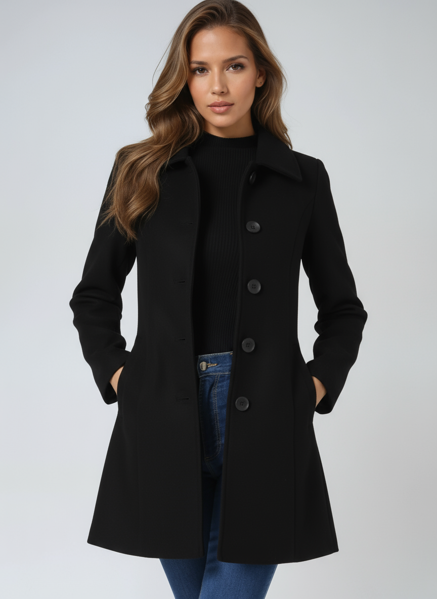 Josephine Women's Classic Single-Breasted Winter Trench Coat - Navenport