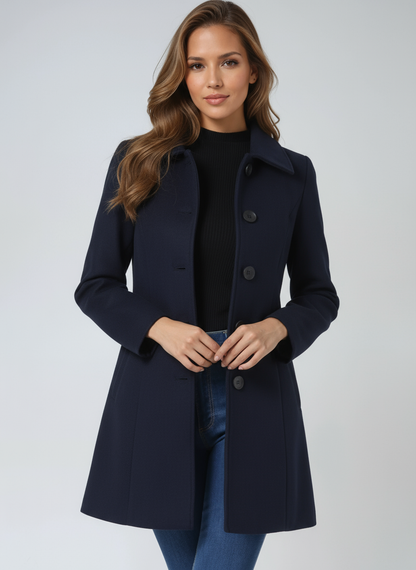 Josephine Women's Classic Single-Breasted Winter Trench Coat - Navenport