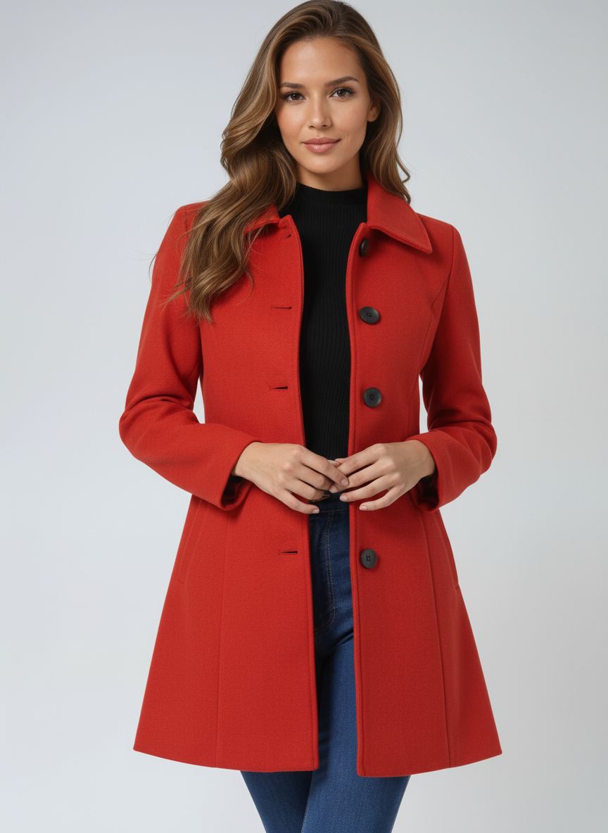 Josephine Women's Classic Single-Breasted Winter Trench Coat - Navenport