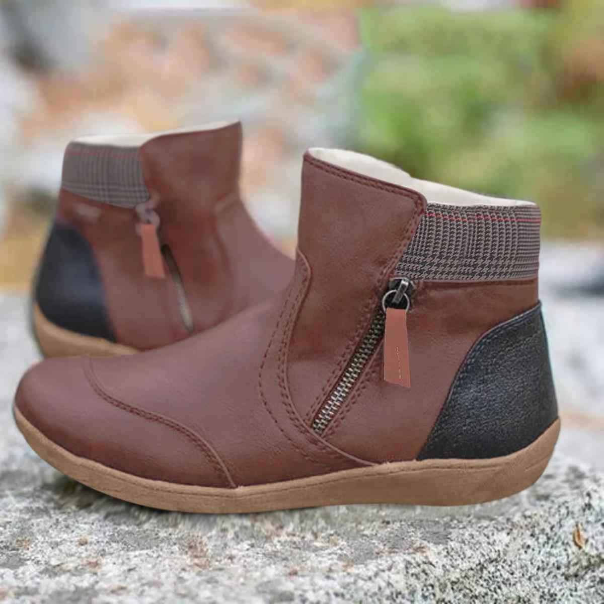 Waterproof Leather Orthopedic Boots with Slip-Resistant Sole