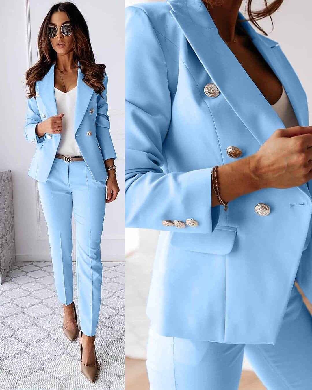 Women's Double Breast Blazer and Trouser Co-ords Set