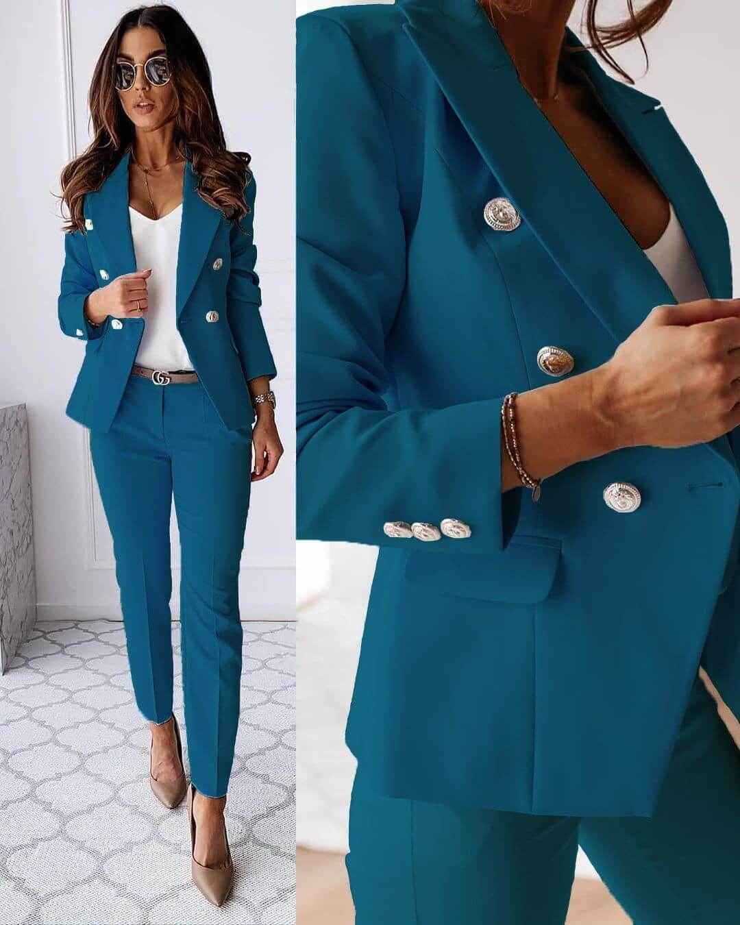 Women's Double Breast Blazer and Trouser Co-ords Set