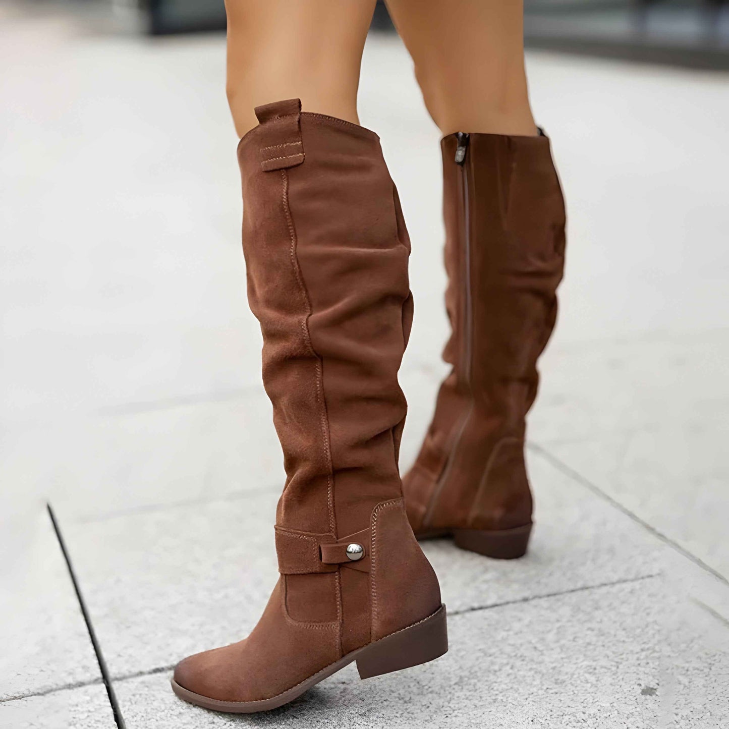 Women's Knee-High Boots with Side Zip