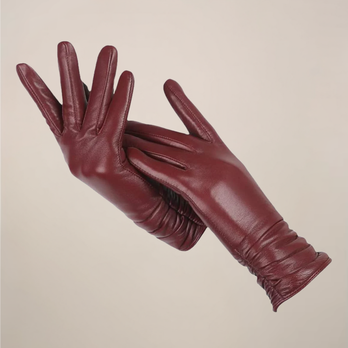 Classic Women's Gloves with Elegant Ruched Wrist Detail - Navenport